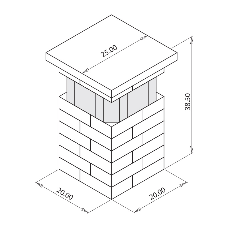 20″ Pillar with Glass Block Kit